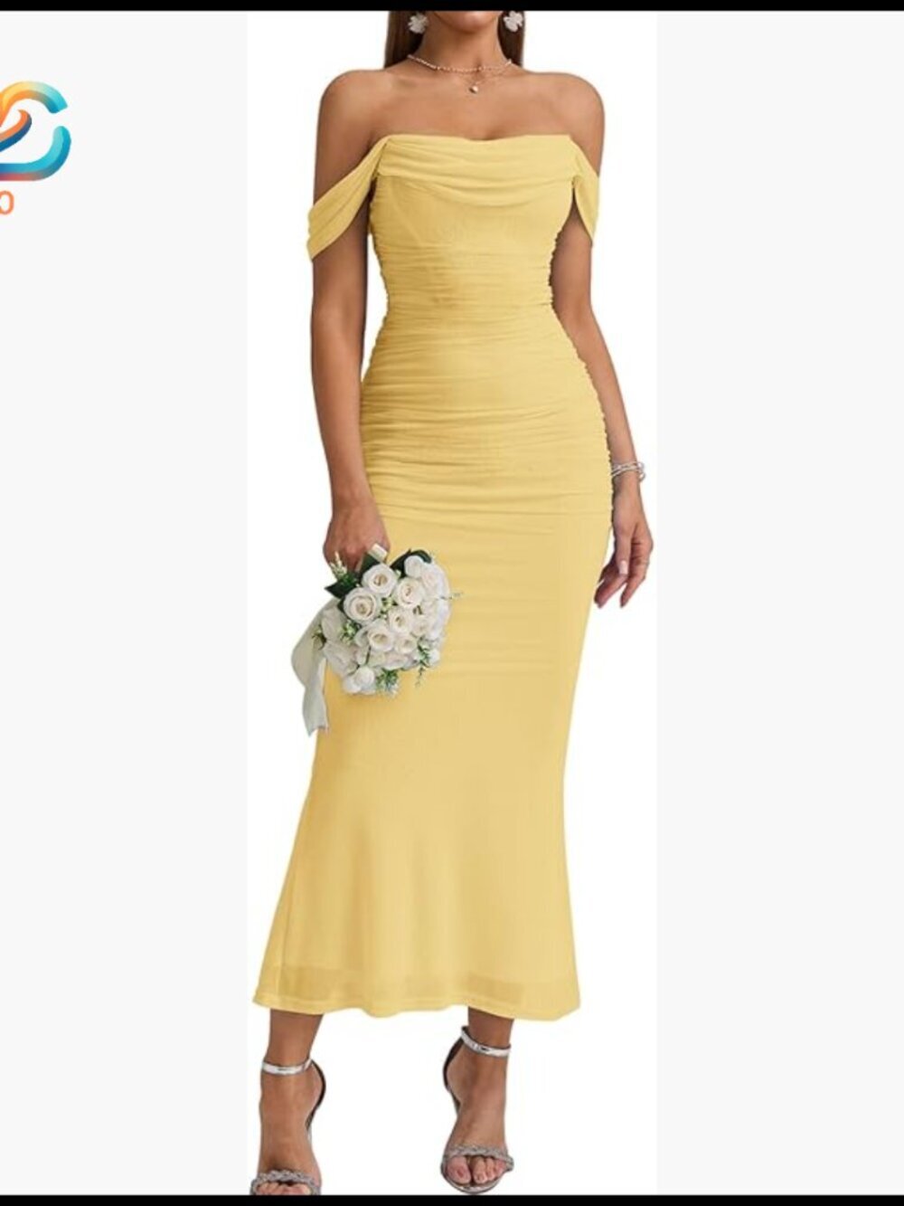 Off Shoulder Maxi Dress Corset Ruched Bodycon Formal Cocktail